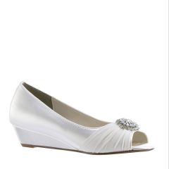 Patience White Satin Peeptoe Womens Bridal Pumps - Shoes from Touch Ups by Benjamin Walk