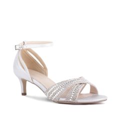 Sabrina Silver Shimmer Print Open Toe Womens Prom Sandals - Shoes by Paradox London
