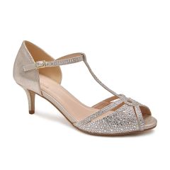 Seva Champagne Shimmer Open Toe Womens Evening / Prom Sandals - Shoes by Paradox London