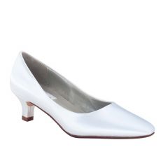Abbey White Satin Closed Toe Womens Bridal Pumps - Shoes from Dyeables by Dyeables