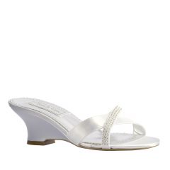 Flair White Satin Open Toe Womens Bridal Sandals - Shoes from Touch Ups by Benjamin Walk