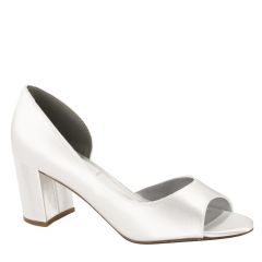 Joy White Satin Peeptoe Womens Bridal Pumps - Shoes from Dyeables by Benjamin Walk