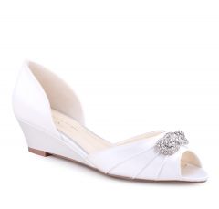Kai Ivory Satin Peeptoe Womens Bridal Pumps - Shoes by Paradox London